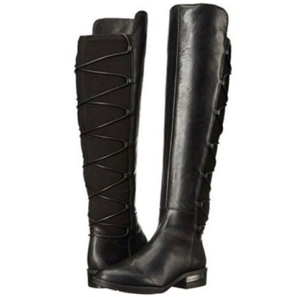Vince Camuto Shoes - Vince Camuto Parle Black Lace-Up Over the Knee Boots